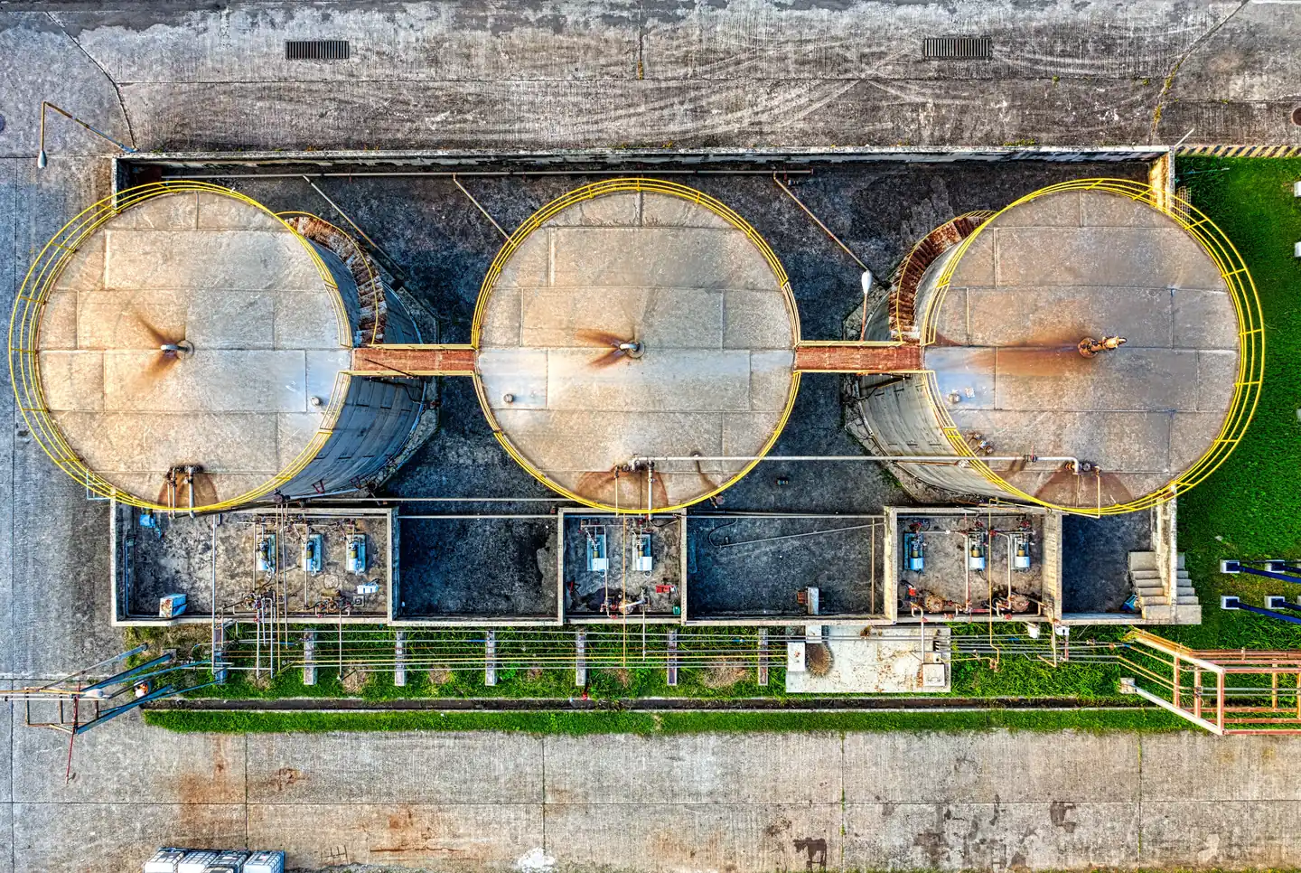Fuel storage tanks seen from the air