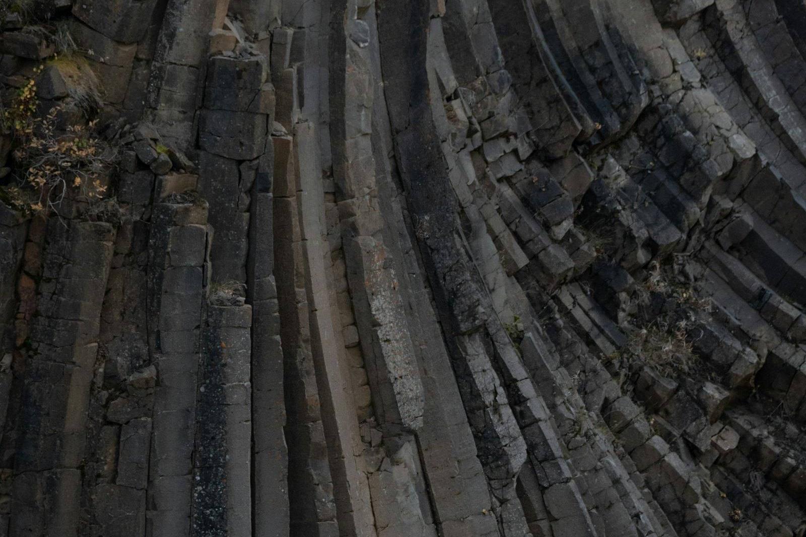 Columnar basalt rock formation